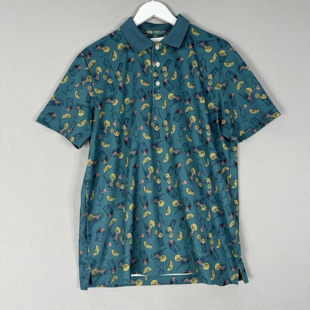 Goodfellow Mens Polo Large Green Party Cocktails Standard Fit Golf Performance